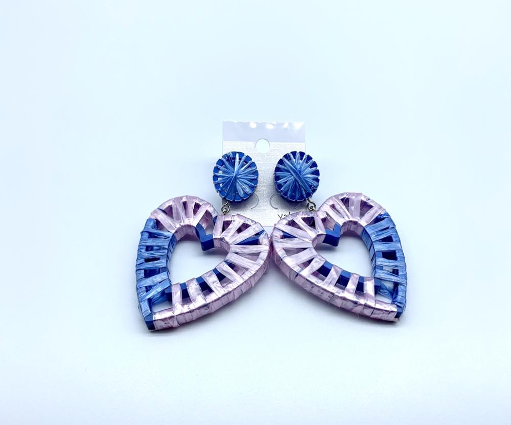 Personalized handmade rope adornment heart shaped acrylic earring for women