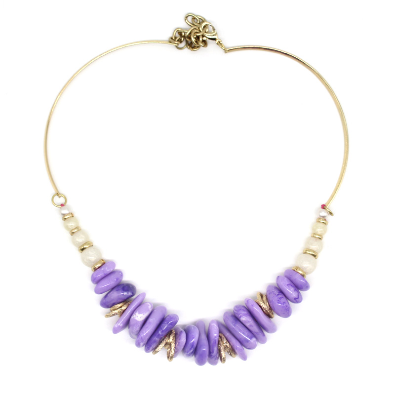 Fashion jewelry marble resin stone links necklace